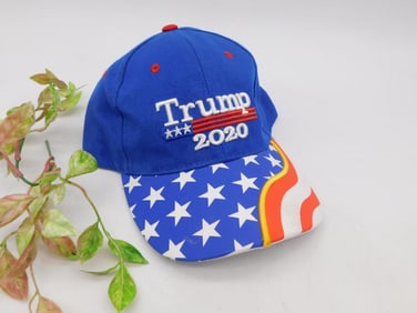 Trump 2020 Blue Cap with Stars and Stripes Brim