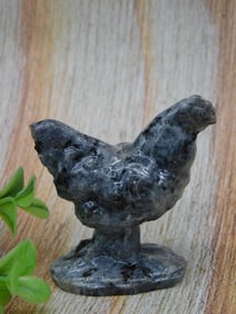 Dark Stone Sculpture of Bird on Base