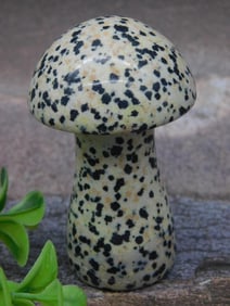 Dalmatian Stone Mushroom Figure with Black Spots