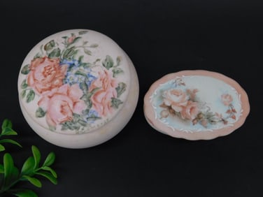 Two Hand-Painted Porcelain Trinket Boxes