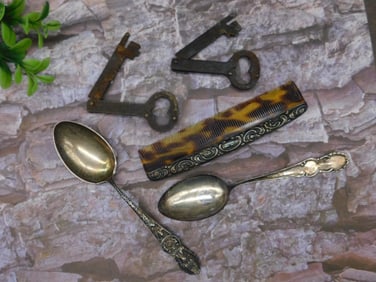 Lot of Collectible Spoons, Keys, and Comb
