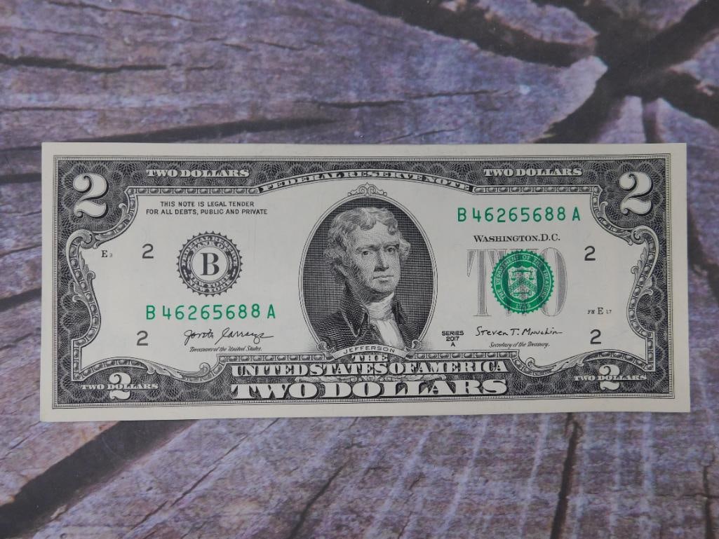 11 $2 BILLS UNCIRCULATED SEQUENTIAL TWO DOLLAR BILLS: 11 $2 UNCIRCULATED SEQUENTIAL TWO DOLLAR BILLS Front (Obverse): Portrait: Thomas Jefferson, the 3rd President of the United States. Design Elements: The words ?Federal Reserve Note? across the top. ?U