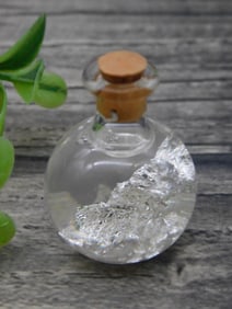 Mini Glass Bottle with Real Silver Flakes Rock Stone Lapidary Specimen