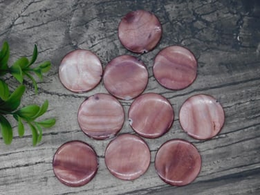 10 Purple Polished Round Stone Cabochons