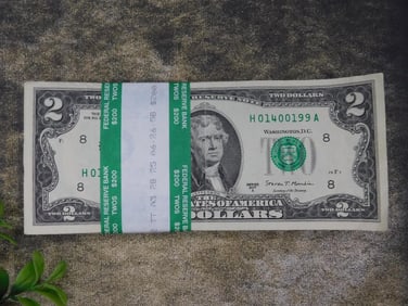 100 $2 Bills Bundle with Wrapper ? $200 Face Value