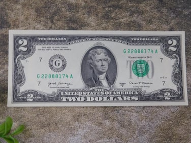 26 Uncirculated Sequential $2 US Bills, 2017 Series