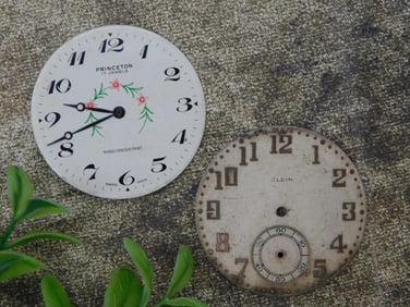 Two Vintage Pocket Watch Dials: Princeton and Elgin