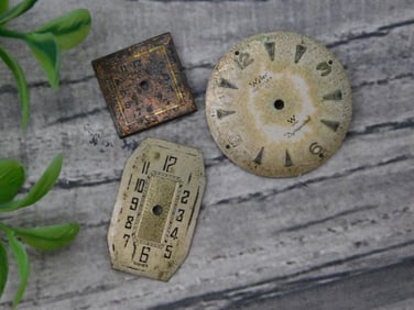 Set of Three Vintage Watch Faces With Varied Designs