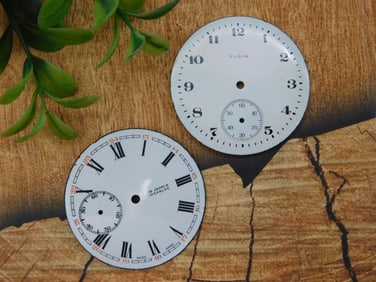 Two Vintage Pocket Watch Dials With Sub-Seconds Markers