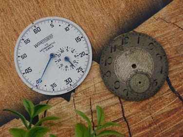 Two Watch Faces with Vintage Designs and Markings