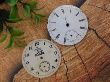 Set of Two Vintage Watch Faces: Helbros and Century USA