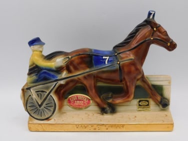 Ezra Brooks 150 Whiskey Decanter: Horse Racing Design