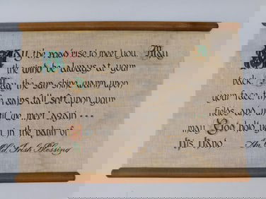 Framed Irish Blessing Scroll on Linen