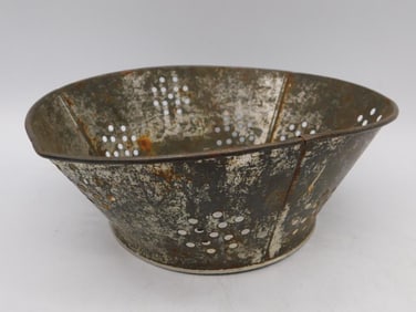 Vintage Metal Colander with Rust Patina