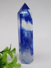 Blue and White Crystal Obelisk Figurine Rock Stone Lapidary Specimen