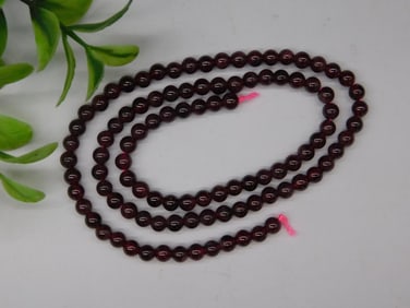 Strand of Round Garnet Beads for Jewelry Making