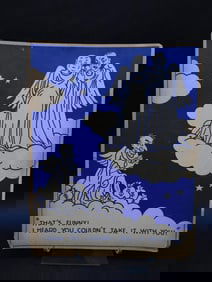 Vintage Wooden Plaque with Cartoon Angel Design