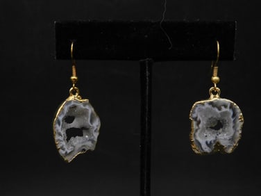 Gold-Tone Geode Slice Drop Earrings