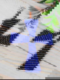 SEED BEAD CROSS PENDANT ROCK STONE LAPIDARY SPECIMEN