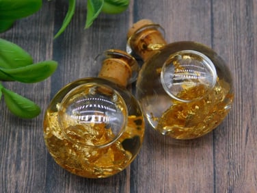 GOLD FLAKES IN BOTTLE ROCK STONE LAPIDARY SPECIMEN