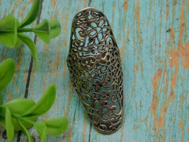 STERLING SILVER FILIGREE RING ROCK STONE LAPIDARY SPECIMEN