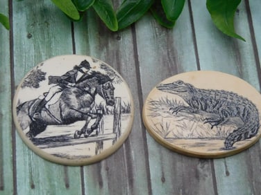 SCRIMSHAW CABOCHONS ROCK STONE LAPIDARY SPECIMEN