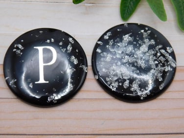 SILVER FLECKED CABOCHONS ROCK STONE LAPIDARY SPECIMEN