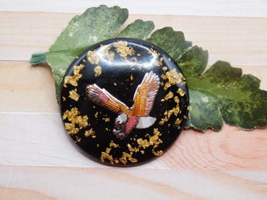GOLD FLECKED EAGLE CABOCHON ROCK STONE LAPIDARY SPECIMEN