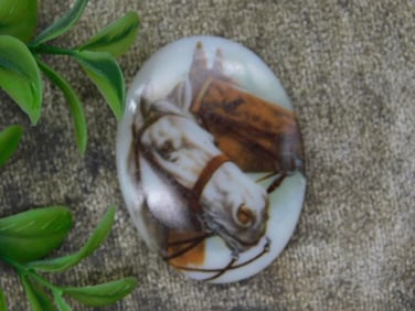 Cabochon Featuring Horse Design Limoges