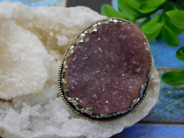 AMETHYST ADJUSTABLE RING ROCK STONE LAPIDARY SPECIMEN