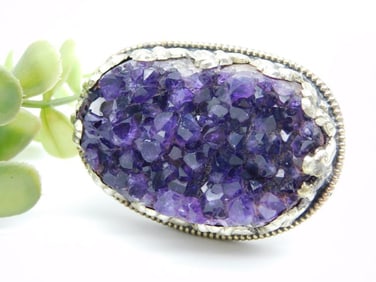 AMETHYST ADJUSTABLE RING ROCK STONE LAPIDARY SPECIMEN