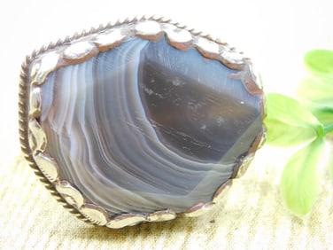 BANDED AGATE ADJUSTABLE RING ROCK STONE LAPIDARY SPECIMEN