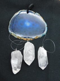 AGATE AND QUARTZ CRYSTAL WIND CHIME ROCK STONE LAPIDARY SPECIMEN