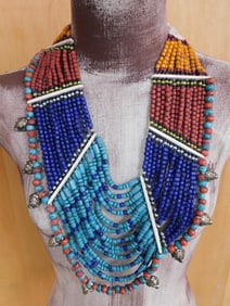 CEREMONIAL AFRICAN TRADE BEAD NECKLACE ROCK STONE LAPIDARY SPECIMEN