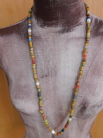 AFRICAN TRADE BEAD NECKLACE ROCK STONE LAPIDARY SPECIMEN