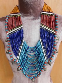CEREMONIAL AFRICAN TRADE BEAD NECKLACE ROCK STONE LAPIDARY SPECIMEN
