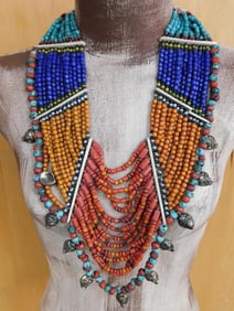 CEREMONIAL AFRICAN TRADE BEAD NECKLACE ROCK STONE LAPIDARY SPECIMEN