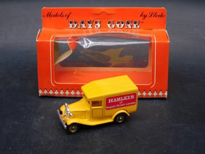 Die-Cast Model Vehicle with Original Boxe: Lot includes vintage die-cast model vehicle with original box. The first piece is a Hamleys yellow delivery van from the ?Days Gone? Models by Lledo collection.?