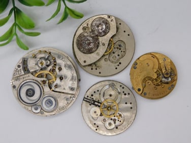 Four Vintage Watch Movements With Open Mechanisms WATCHMAKER WATCHMAKING TOOLS