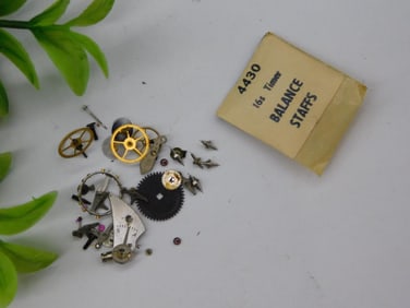 Vintage Watch Parts and Balance Staffs Packet WATCHMAKER WATCHMAKING TOOLS