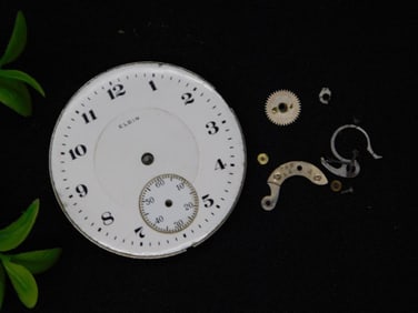 Antique Elgin Pocket Watch Movement with Parts WATCHMAKER WATCHMAKING TOOLS