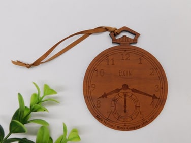 Elgin National Watch Company Wooden Commemorative Ornament