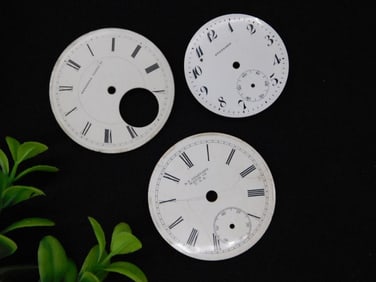 Three Vintage Watch Faces with Roman and Arabic Numerals WATCHMAKER WATCHMAKING TOOLS