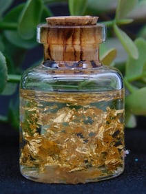Miniature Bottle With Real 22K Gold Flakes ROCK STONE LAPIDARY SPECIMEN