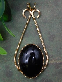 Gold-Tone Pendant with Black Onyx Centerpiece