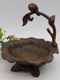 Flower Dish with Bird Accent