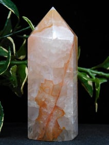 Polished Orange and White Quartz Crystal Tower ROCK STONE LAPIDARY SPECIMEN