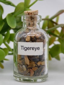Glass Jar of Tumbled Tiger eye Stones ROCK STONE LAPIDARY SPECIMEN