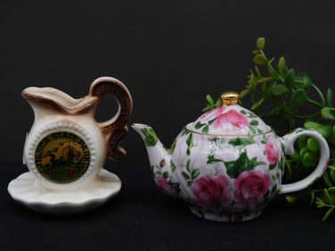 Miniature Teapot and Souvenir Pitcher Set