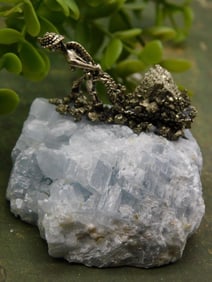 Pyrite Miner on Celestite ROCK STONE LAPIDARY SPECIMEN